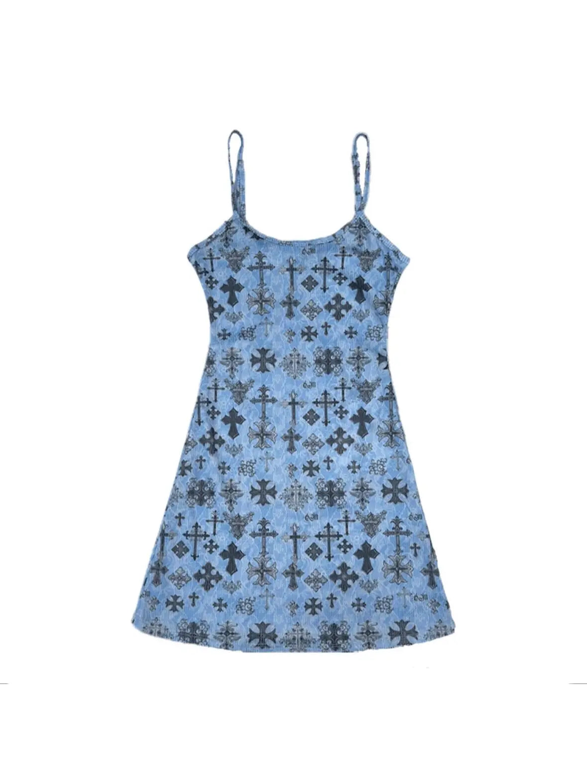 'Ice Cool' Streetstyle Alt Blue Cross Cami Dress