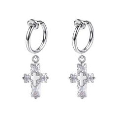 'Ice Cubes' Unisex Zircon Cross Earrings Set