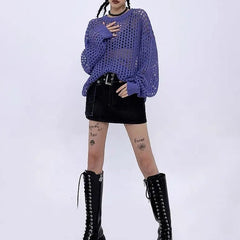 'Indigo' Multi-Color Hollow Out Sweater