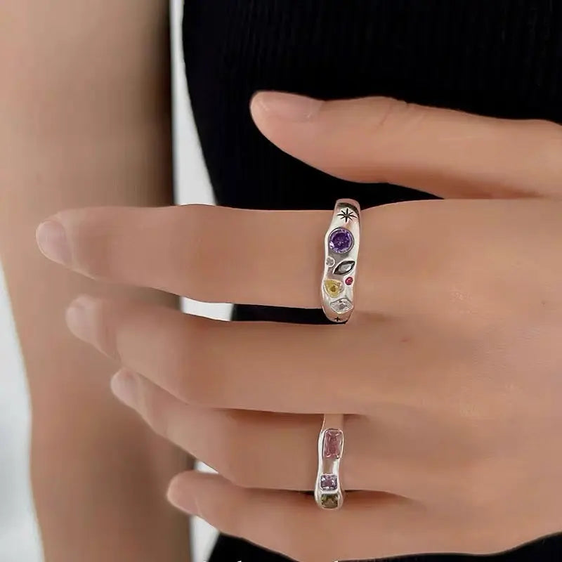 'Infinite Stone'  Y2k Pride Month Opal Rings Set