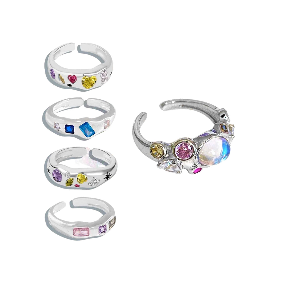 'Infinite Stone'  Y2k Pride Month Opal Rings Set