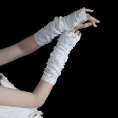 'Innocence' White Ripped Grunge Gloves