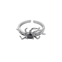 'Instinctions' Adjustable Silver Spider Rings Set