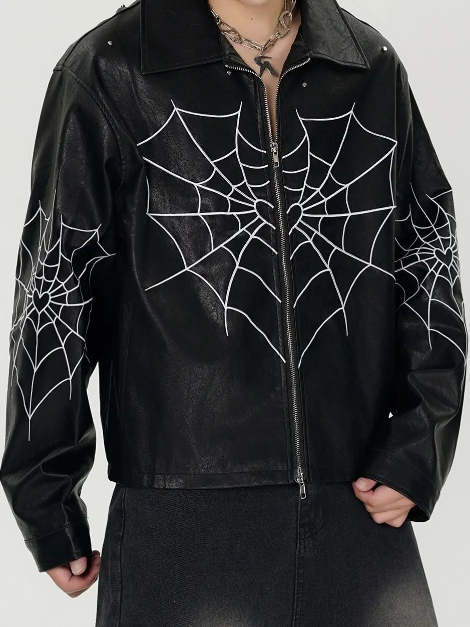 'Intuition' Dark Unisex Oversized Spider Leather Jacket