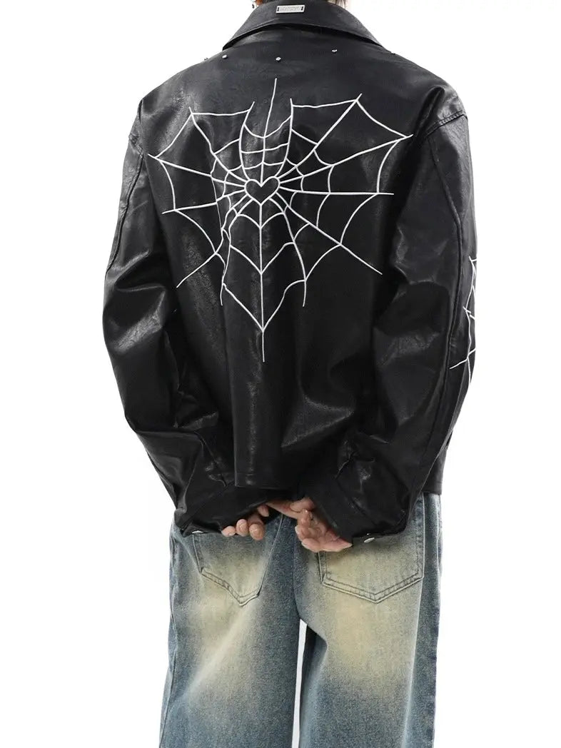 'Intuition' Dark Unisex Oversized Spider Leather Jacket