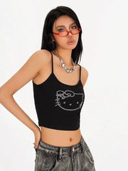 'It's Me' Y2k Kitty Face Rhinestone Cami Top