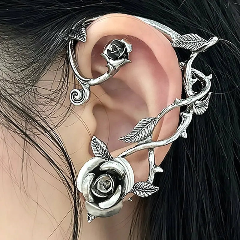 'Jealous' Goth Roses & Thorns Ear Cuffs