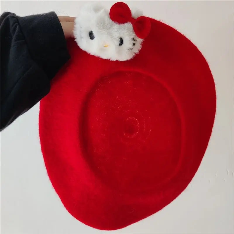 'Jingle Kat' Red Kawaii Goth Beret