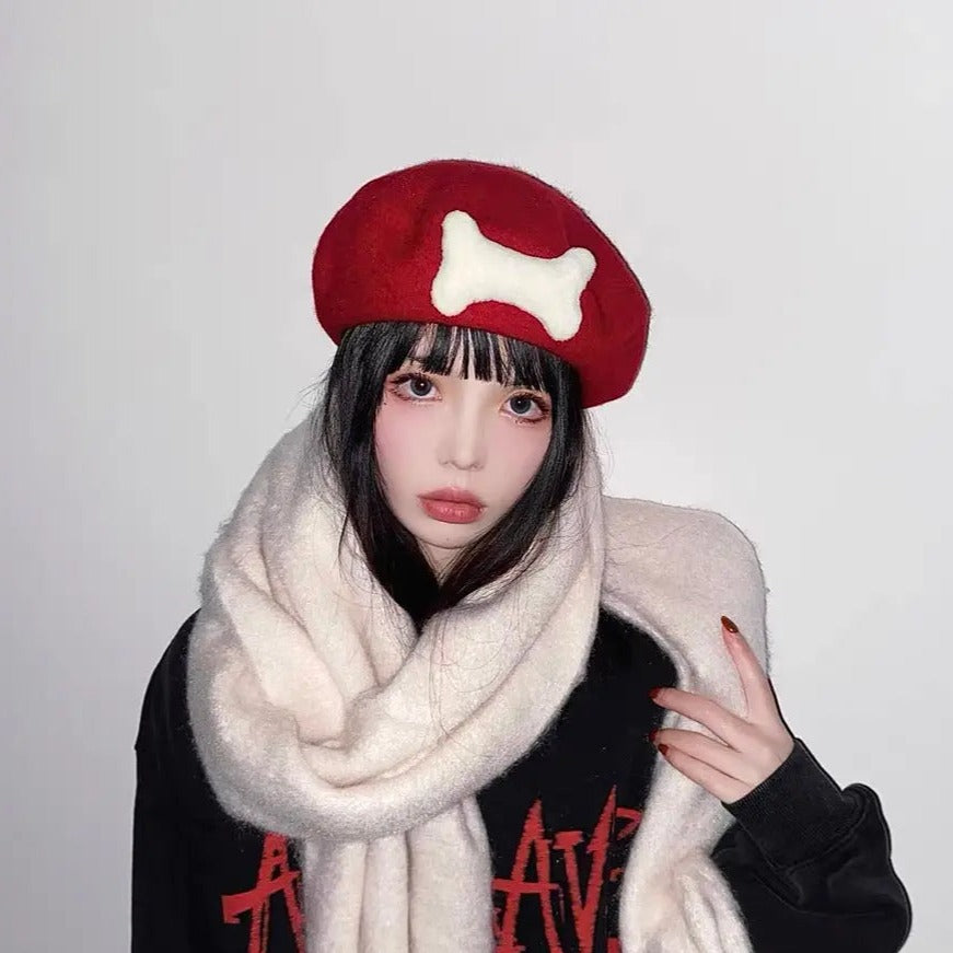 'Jingle Kat' Red Kawaii Goth Beret