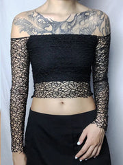 'Jungle' Goth Hollow Out Shoulder-Off Top