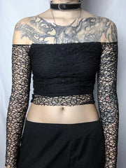 'Jungle' Goth Hollow Out Shoulder-Off Top