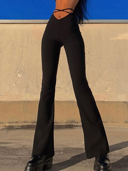 'Kill Bill' Technical Low Waisted Drawstring Bell Pants