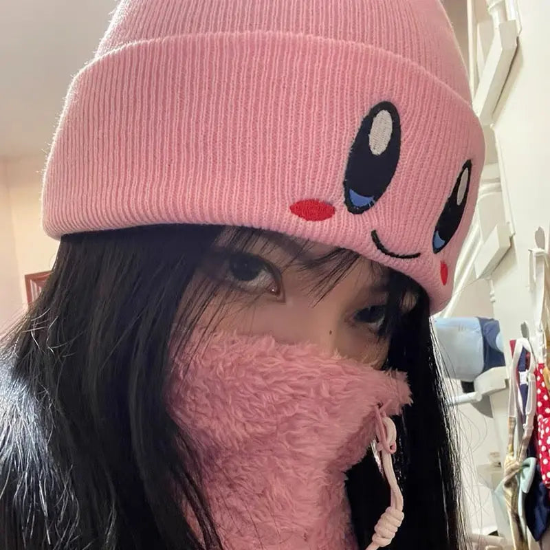 'Kirbyy' Knitted Pink Kawaii Beanie Hat