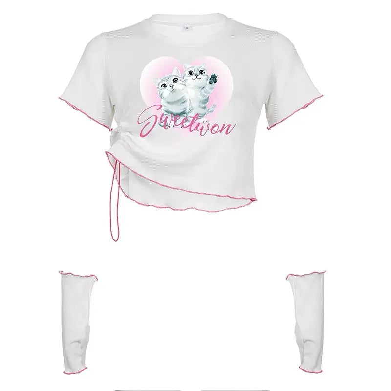 'Kitten' E-girl Cat Pattern Short Sleeves Top