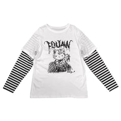 'Violent kitten' Kat Black & White Striped Top