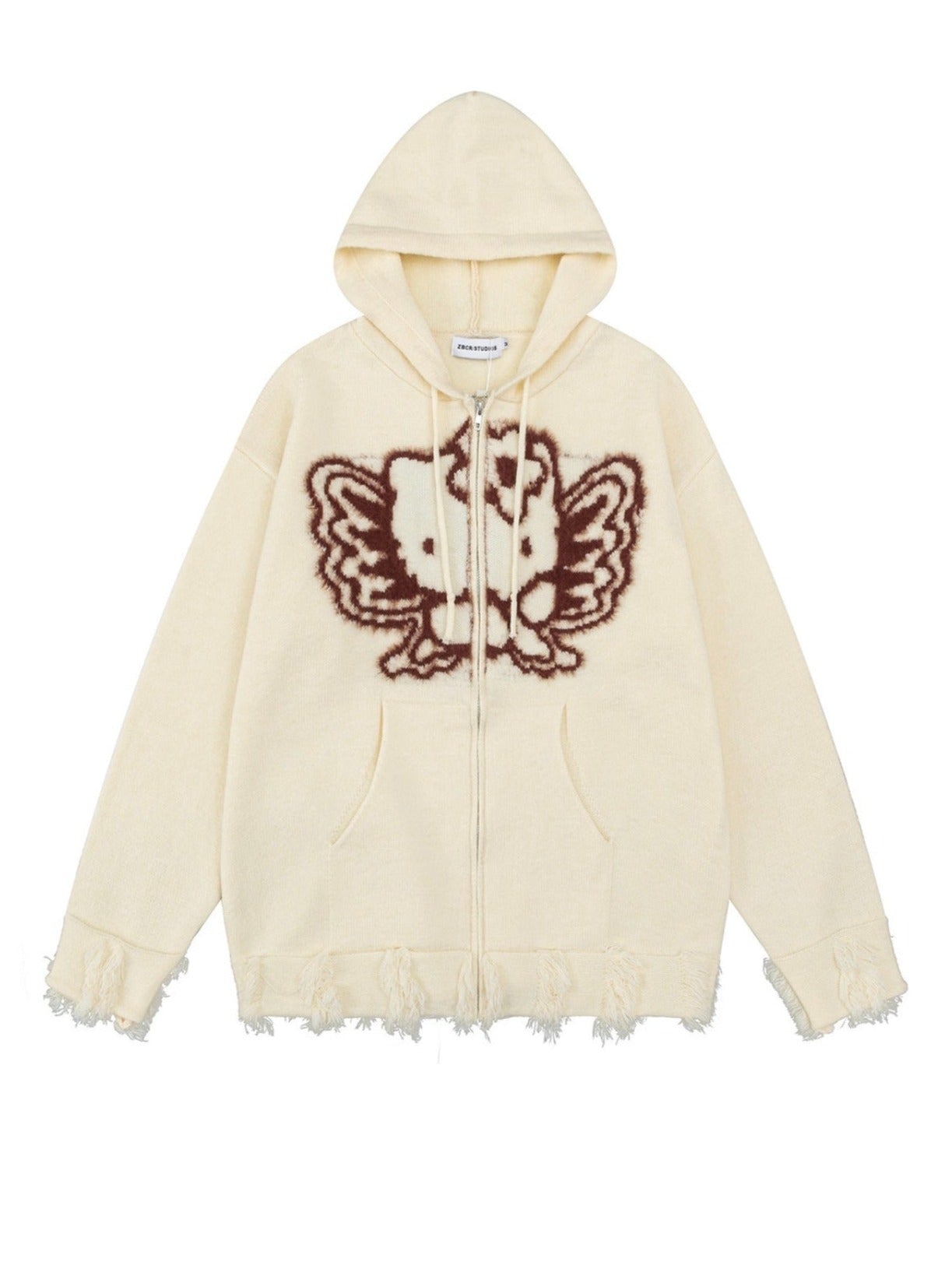 'Kitty Fairy' Y2k Kitty Pattern Hooded Sweater