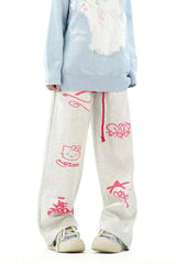 'dodgeball' Kawaii Oversized Kitty Drawstring Pants