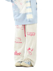 'dodgeball' Kawaii Oversized Kitty Drawstring Pants