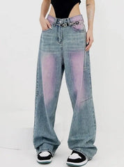 'Lavender' Grunge Oversized Distressed Wide-Leg Pants