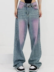 'Lavender' Grunge Oversized Distressed Wide-Leg Pants