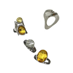 'Lighthouse' Future Y2k Yellow Set Rings