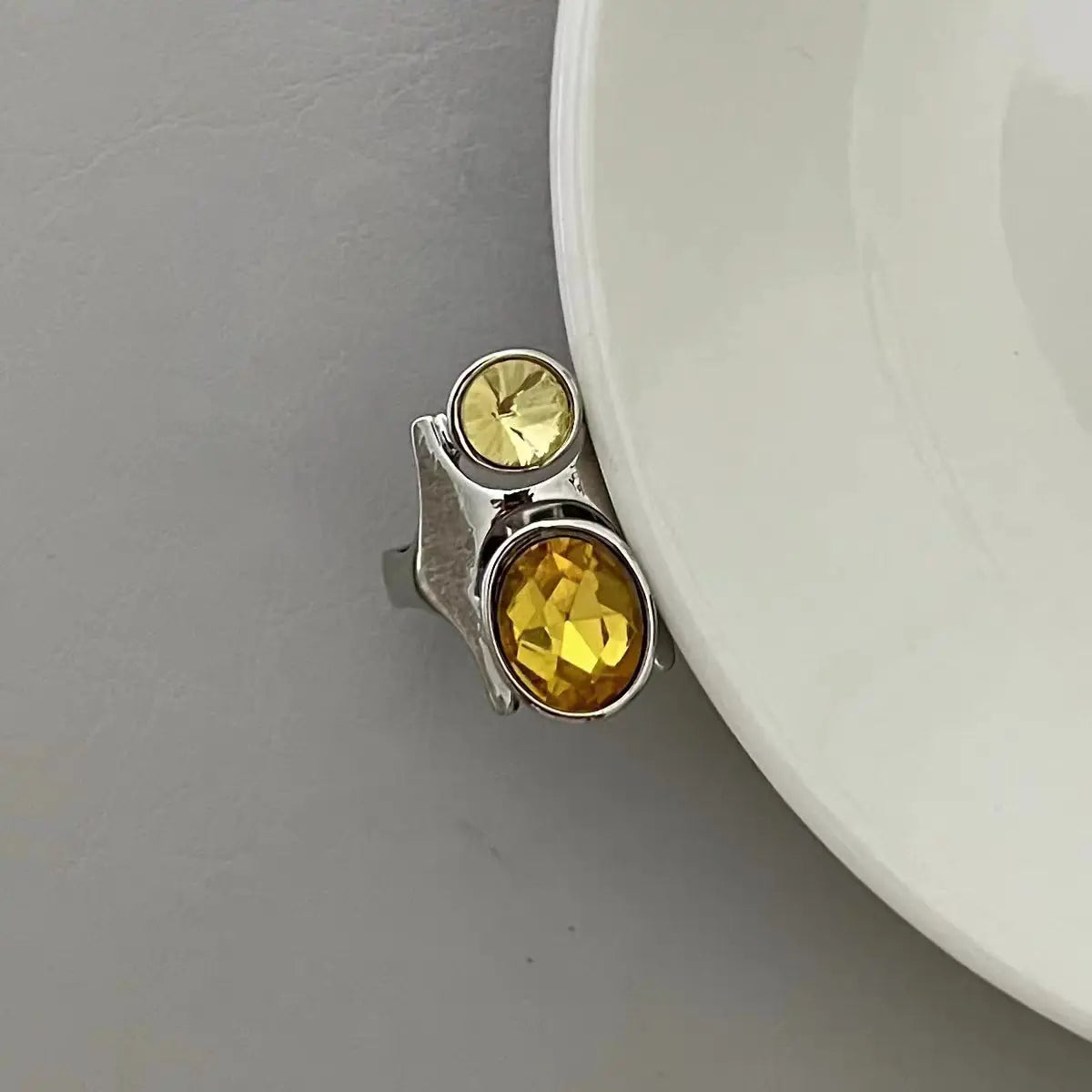 'Lighthouse' Future Y2k Yellow Set Rings