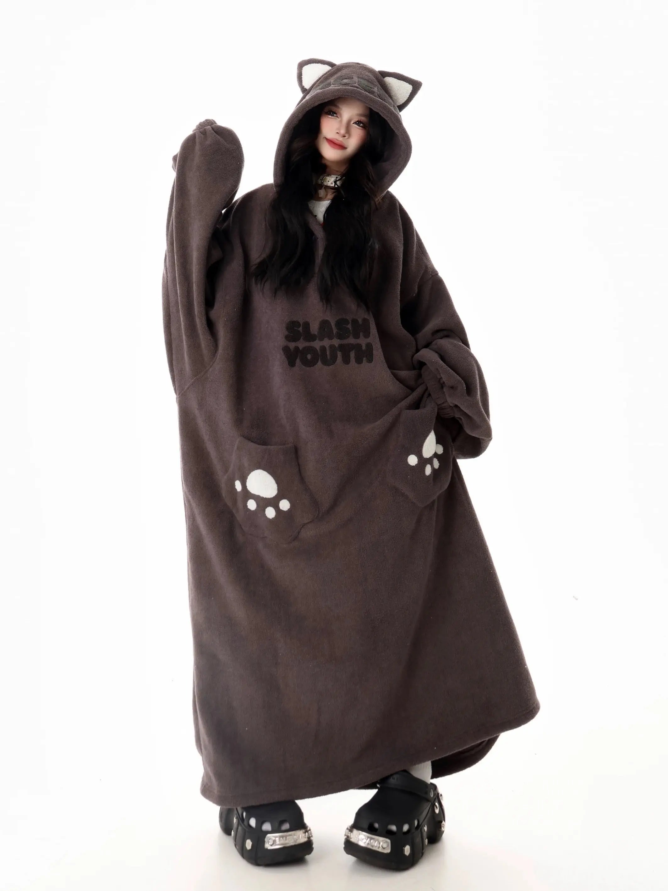 'Baby Bear' Kawaii Fleeced Ghost Kitty Pjms Gown