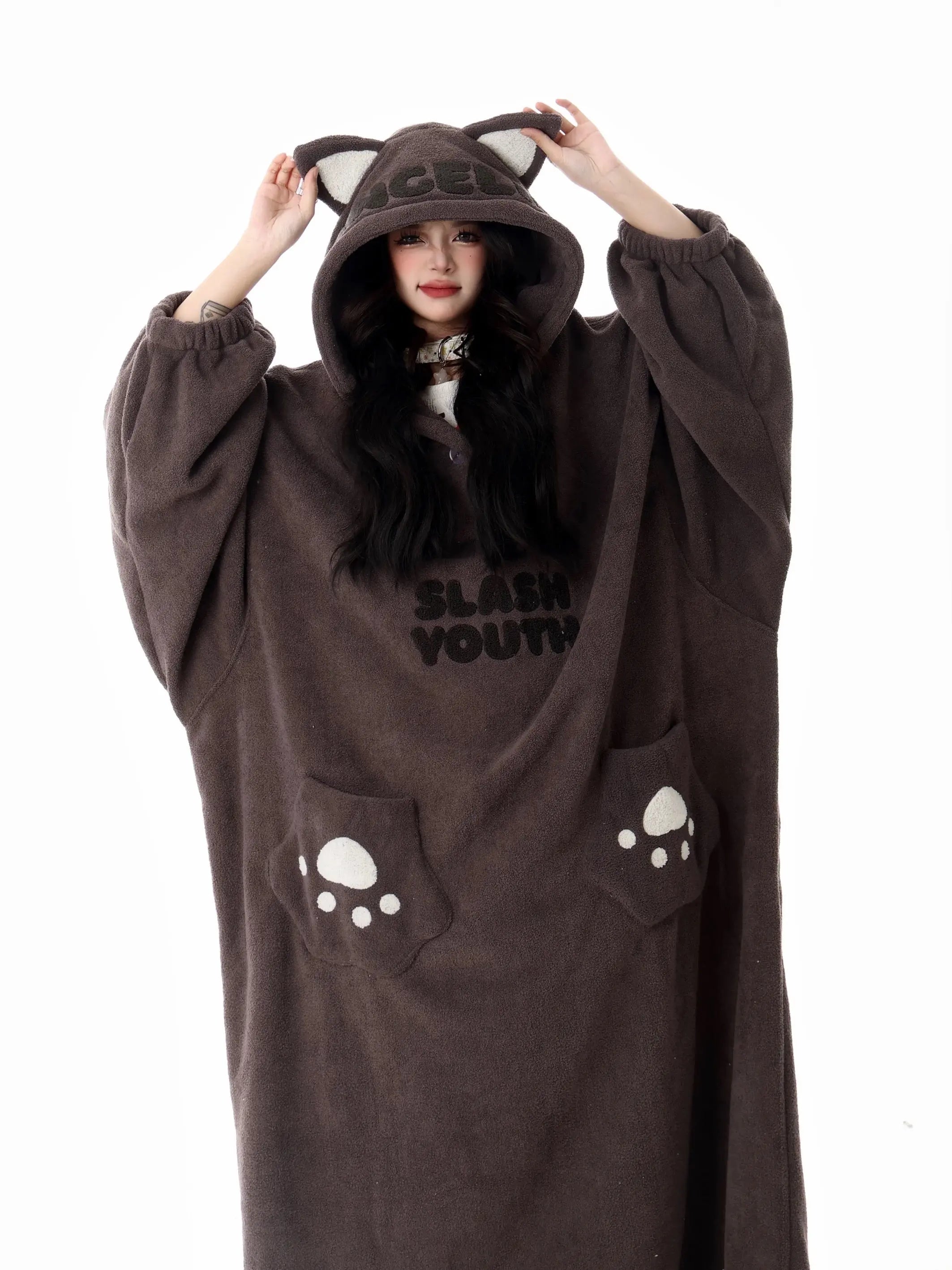 'Baby Bear' Kawaii Fleeced Ghost Kitty Pjms Gown