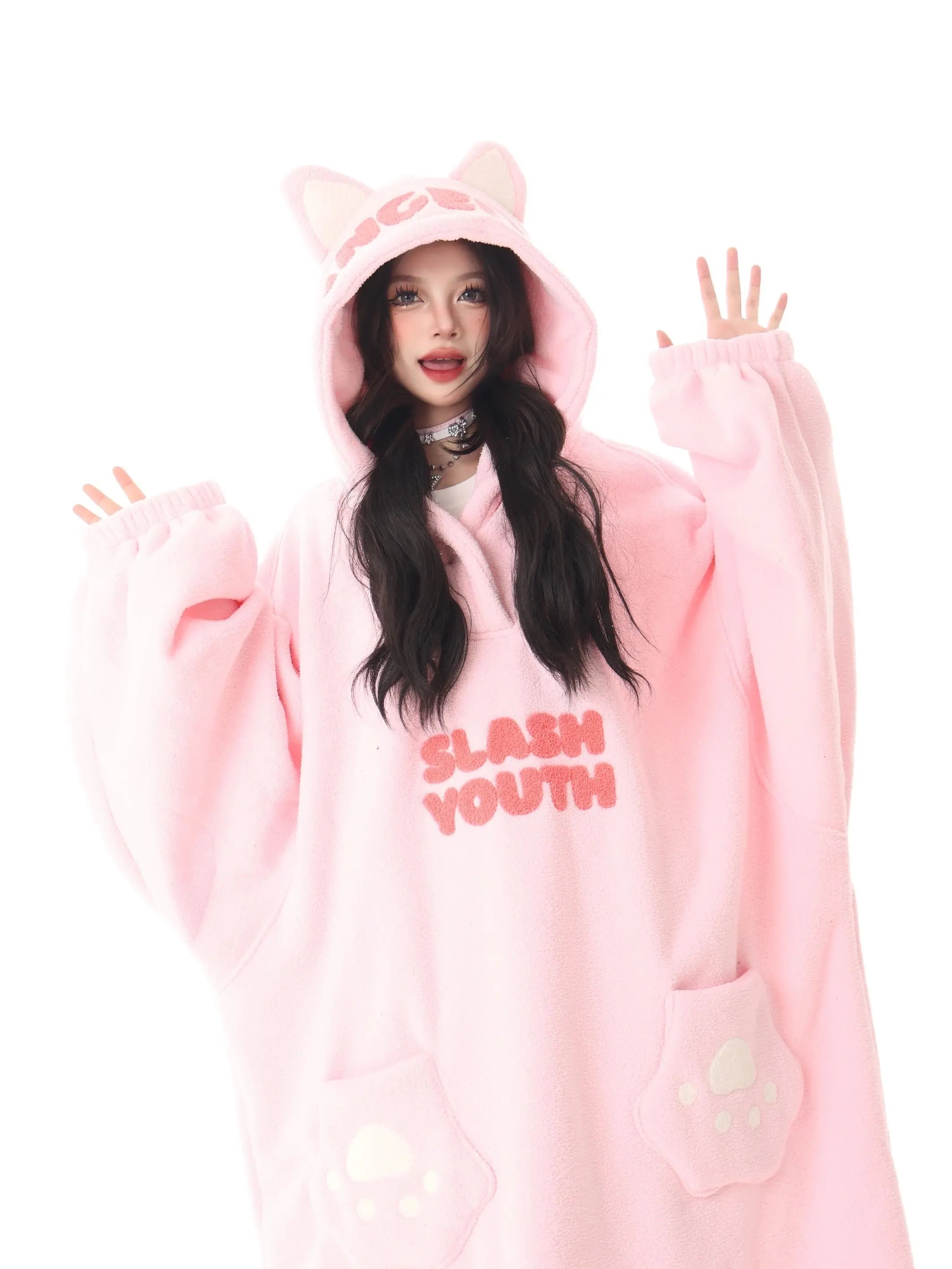 'Baby Bear' Kawaii Fleeced Ghost Kitty Pjms Gown