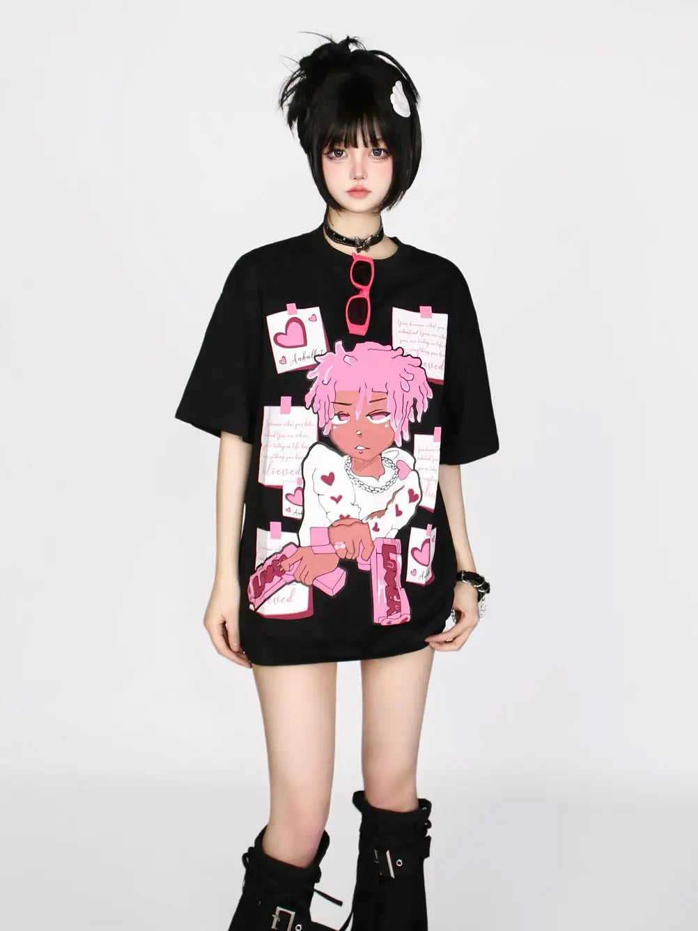 'Lill Pink' Streetstyle Pink Hair Boy Prints Shirts