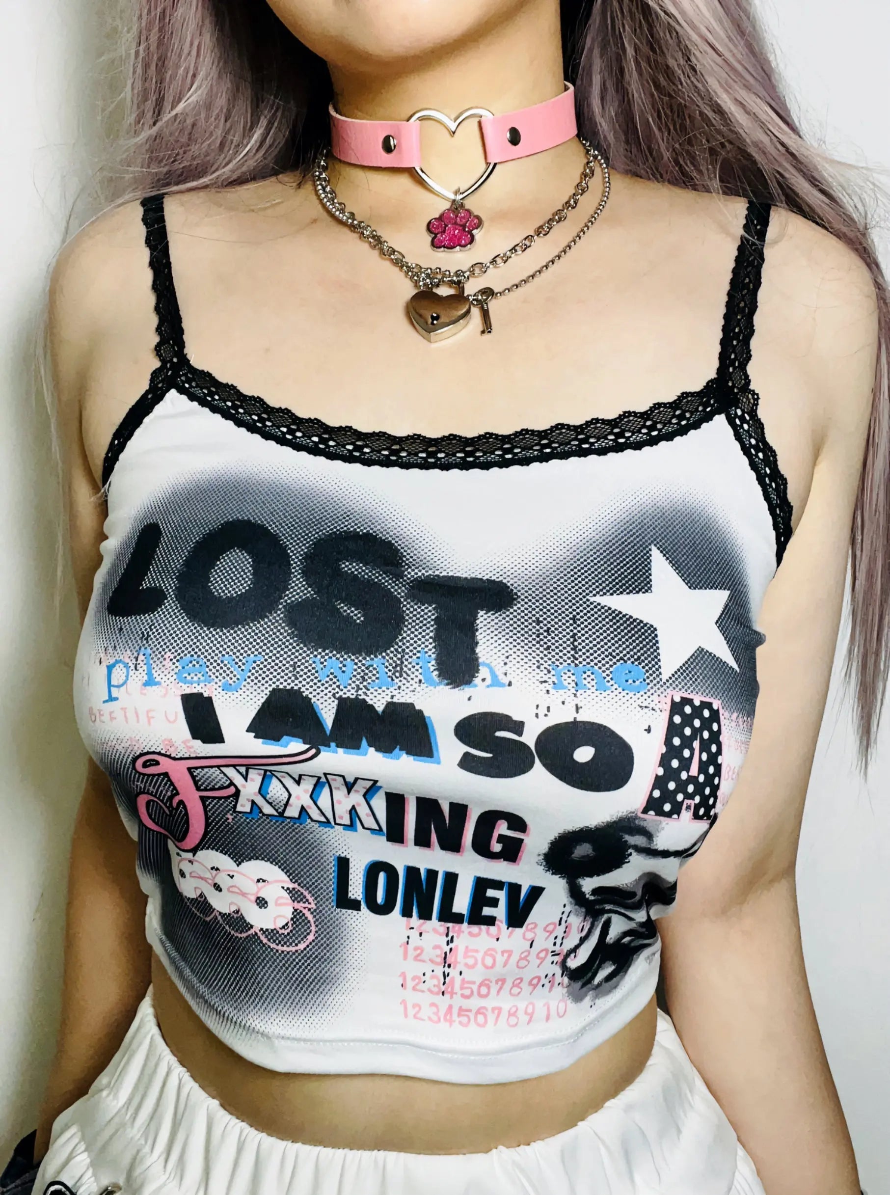 'Lost Babe' Alt Anime Y2k Graffiti Cami Top