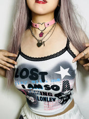 'Lost Babe' Alt Anime Y2k Graffiti Cami Top