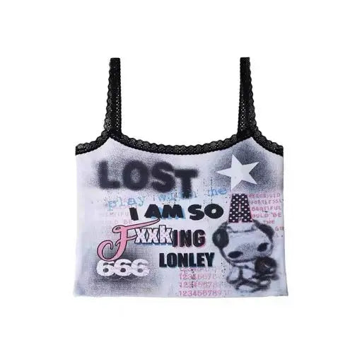 'Lost Babe' Alt Anime Y2k Graffiti Cami Top