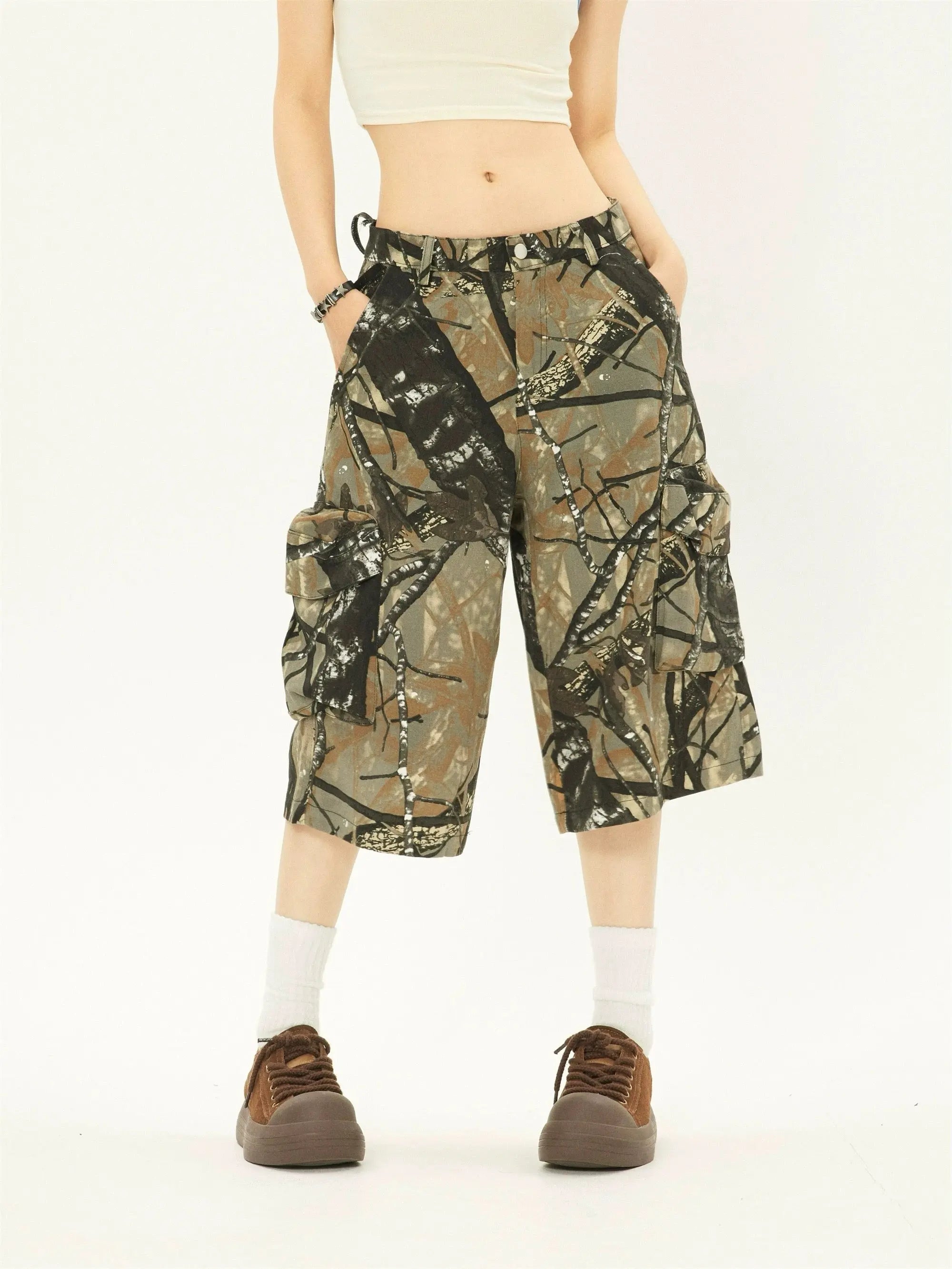 'Lost' Graffiti Forests Oversized Cargo Cropped Pants