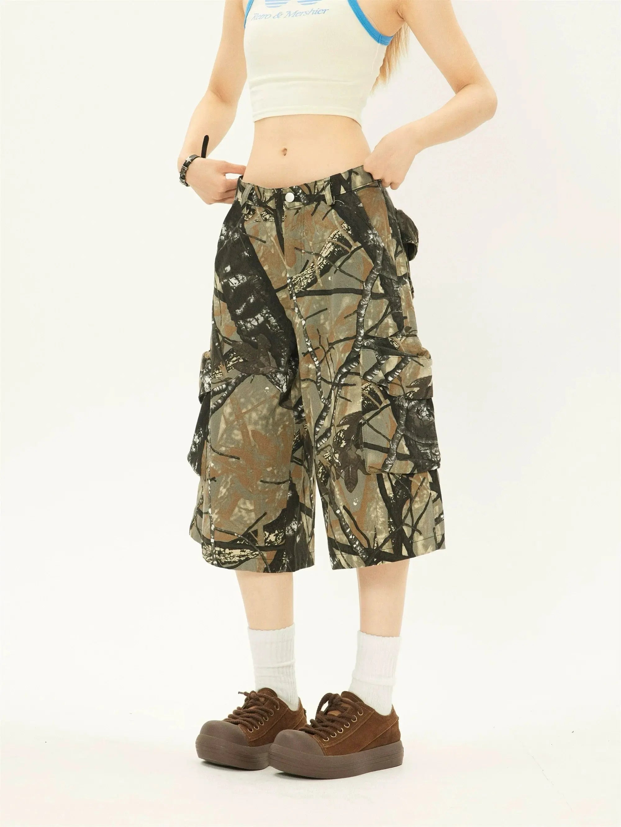 'Lost' Graffiti Forests Oversized Cargo Cropped Pants