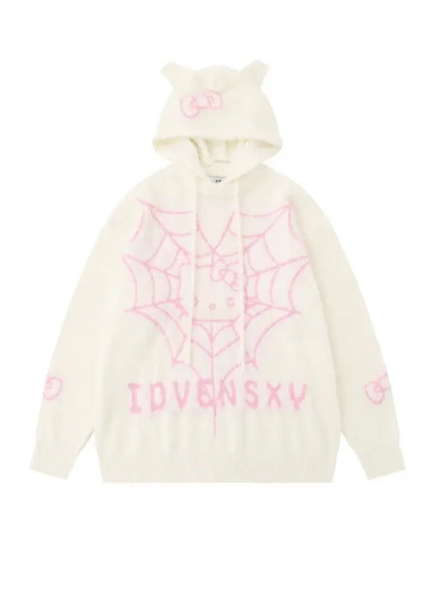 'Love Trap' Mohair Web Kitten Drawstring Sweater