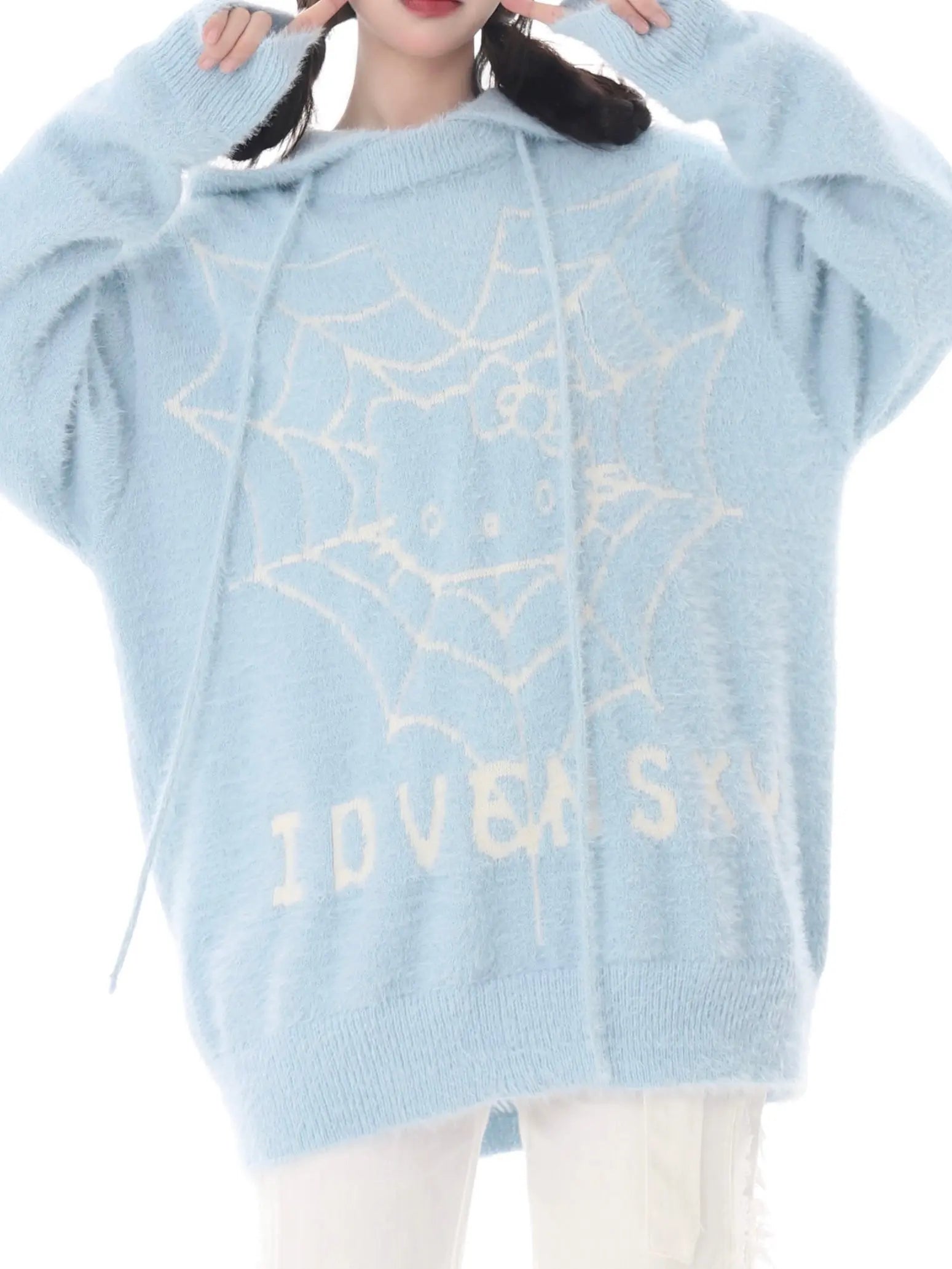 'Love Trap' Mohair Web Kitten Drawstring Sweater