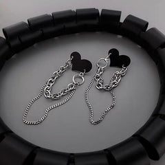 'Lover' Heart Chains Grunge Earrings