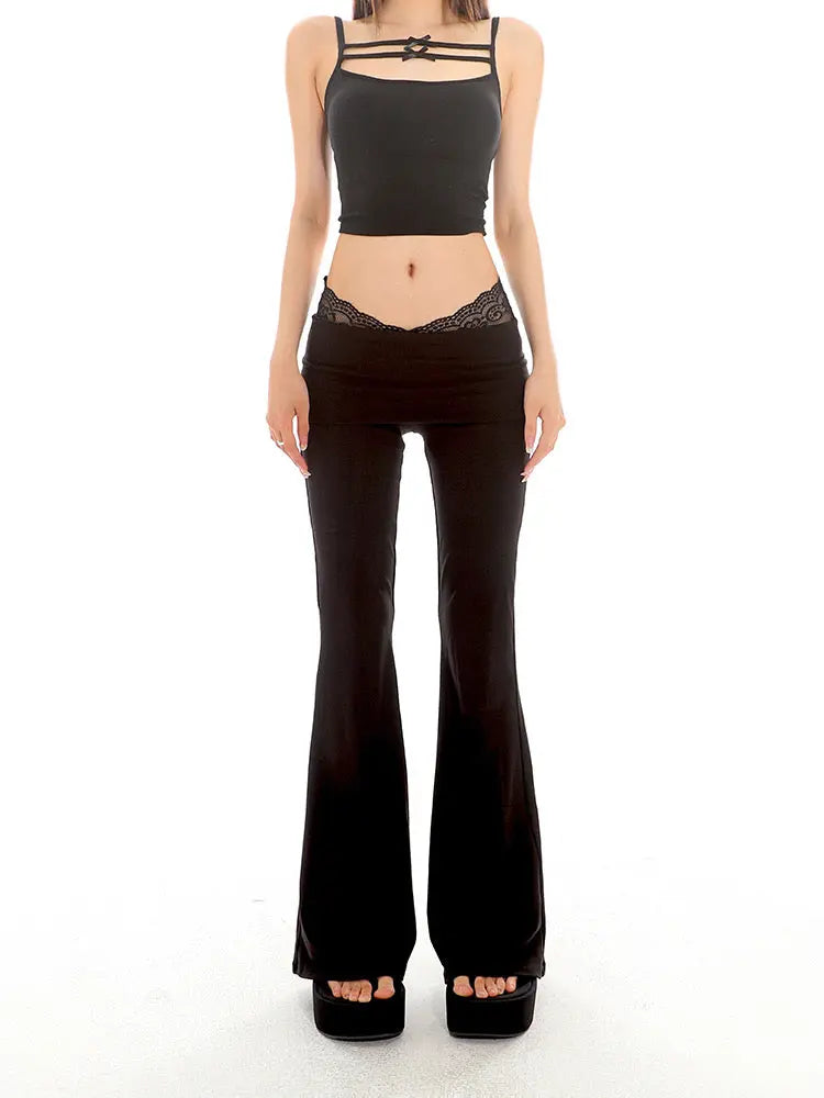 'Lullaby' Y2k Lace Patchwork Low Waisted Pants