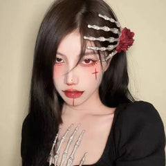 'Lycoris' Flower Skull Hand Hair Pins