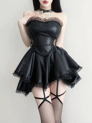 'Madame Rose' Goth Lolita Leather Strap Dress