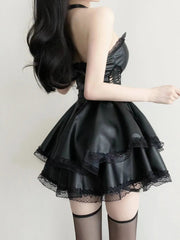 'Madame Rose' Goth Lolita Leather Strap Dress