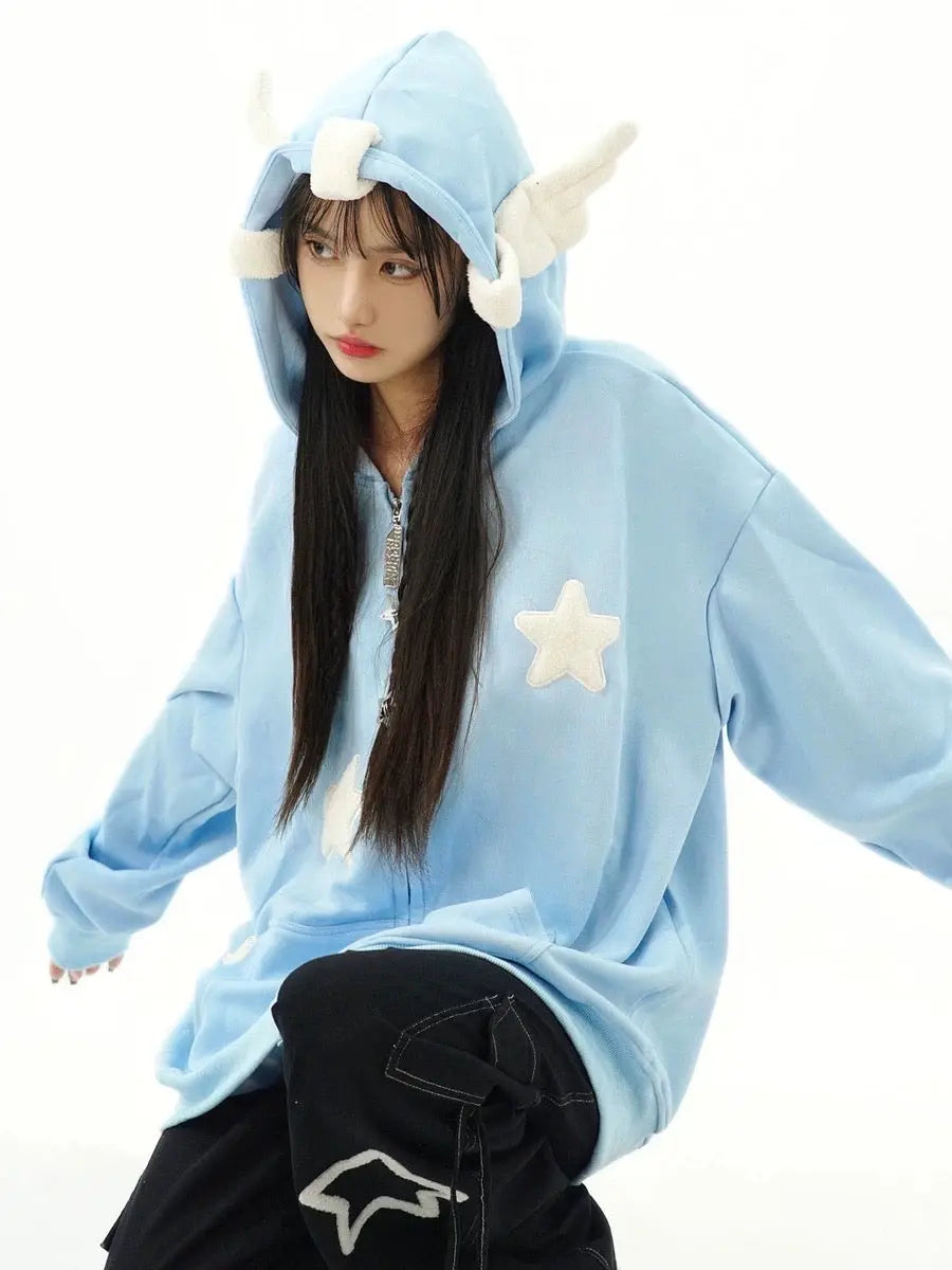 'Magic Fairies' Fairies Ears Zipped Oversized  Hoodie