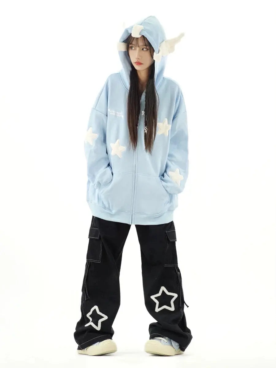 'Magic Fairies' Fairies Ears Zipped Oversized  Hoodie