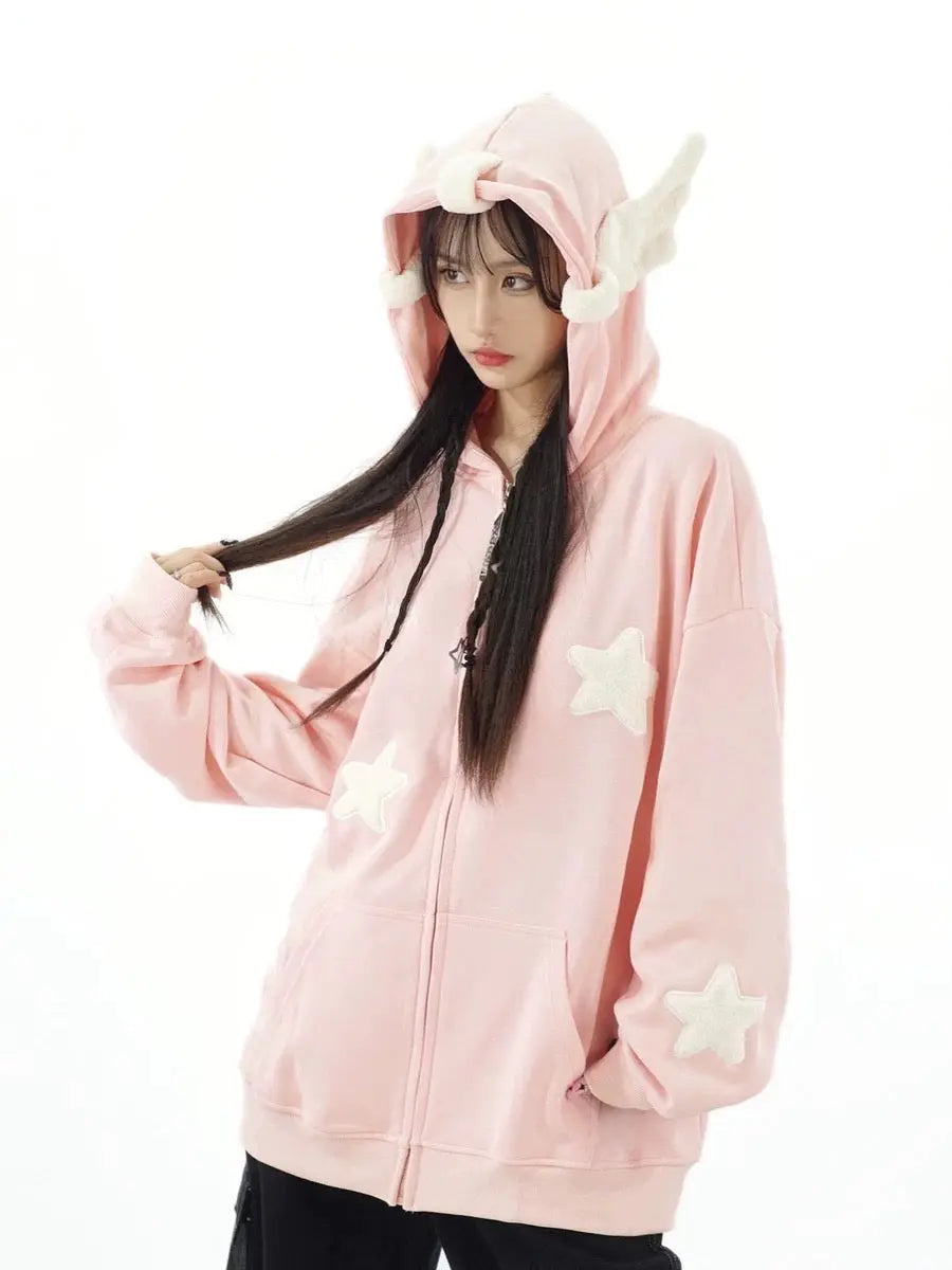 'Magic Fairies' Fairies Ears Zipped Oversized  Hoodie