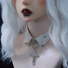 'Make A Wish' Fake Collar Cross Rivet Chokers