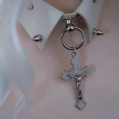 'Make A Wish' Fake Collar Cross Rivet Chokers