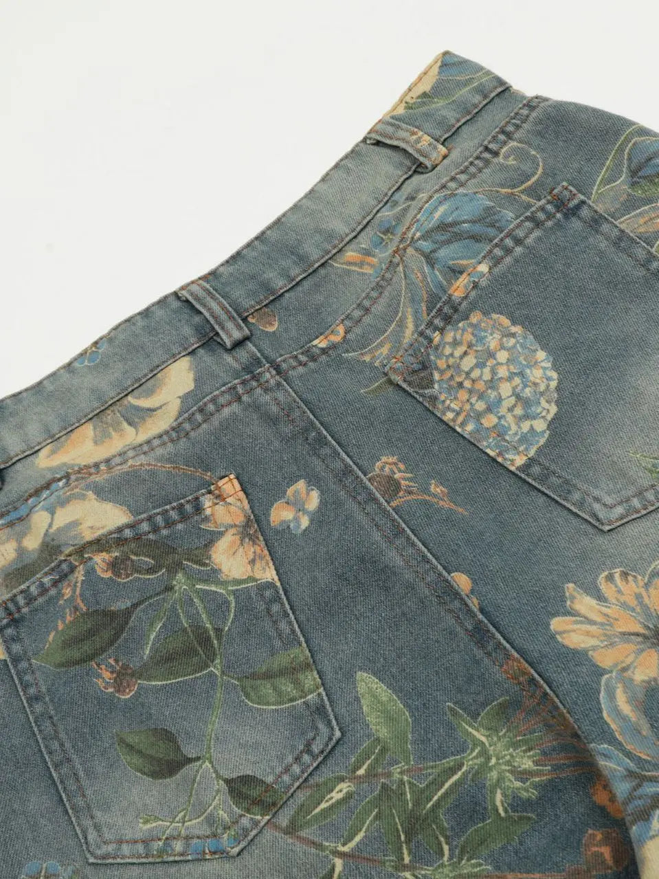 'Marigold' Graffiti Embroidery Oversized High Waisted Denim Pants