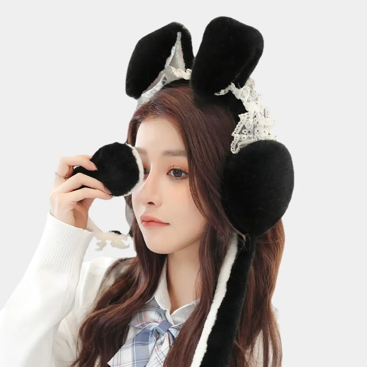 'McTwisp' Bunny Lace Moving Ear Earmuffs