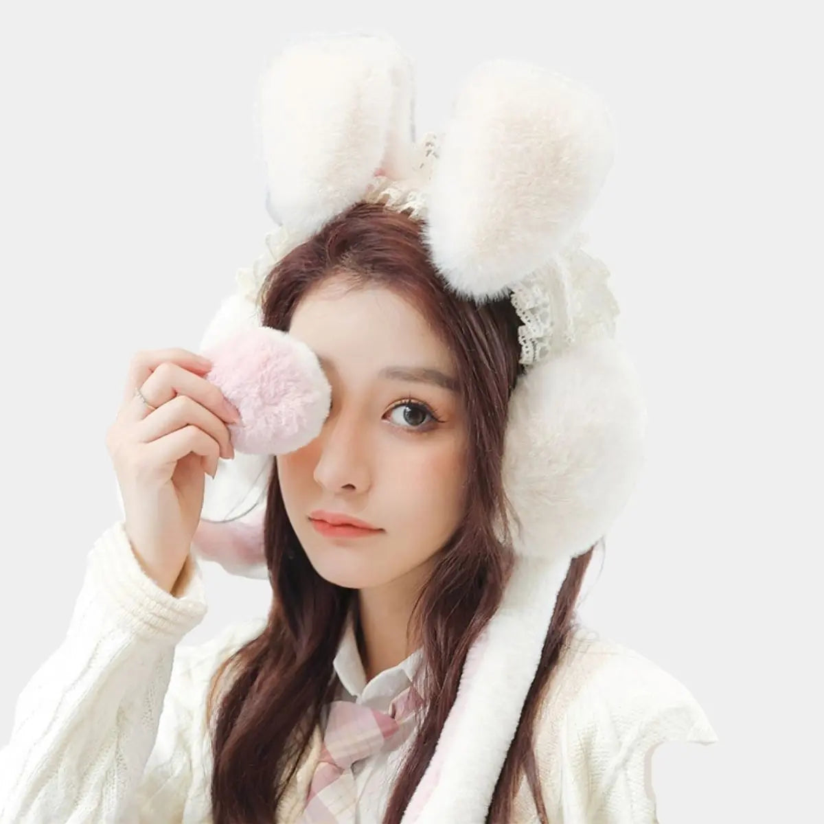 'McTwisp' Bunny Lace Moving Ear Earmuffs